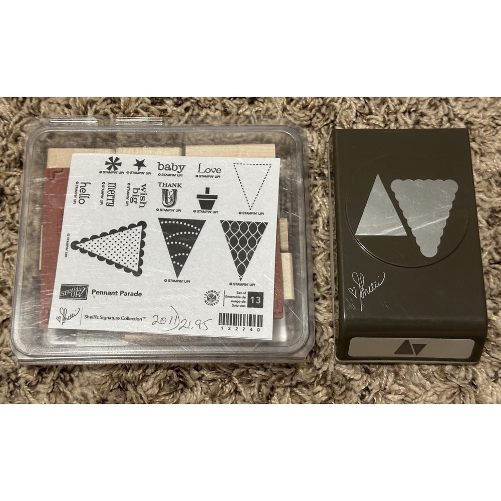 Stampin up pennant, flag, birthday, parade, WITH coordinating PAPER punch~122740